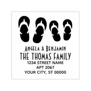 Cute His & Hers Flip Flops Couple Name Address Self-inking Stamp