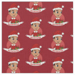 Cute Hispanic Christmas boy cartoon Fabric