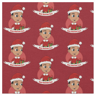Cute Hispanic Christmas boy cartoon Fabric