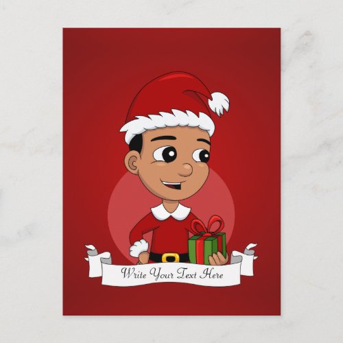 Cute Hispanic Christmas boy cartoon Holiday Postcard