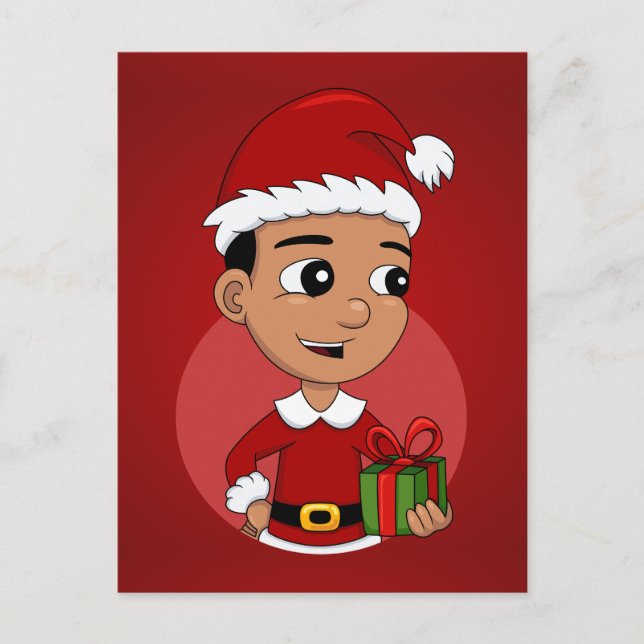 Cute Hispanic Christmas boy cartoon Holiday Postcard (Front)