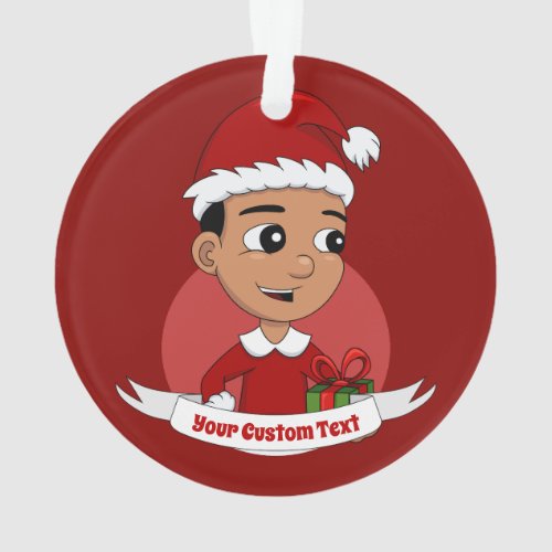 Cute Hispanic Christmas boy cartoon Ornament