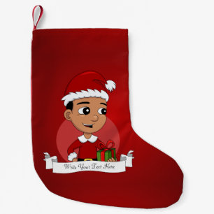 Cute Hispanic Christmas boy cartoon Small Christmas Stocking