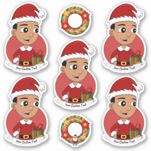 Cute Hispanic Christmas boy cartoon Sticker