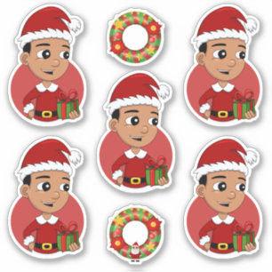 Cute Hispanic Christmas boy cartoon Sticker