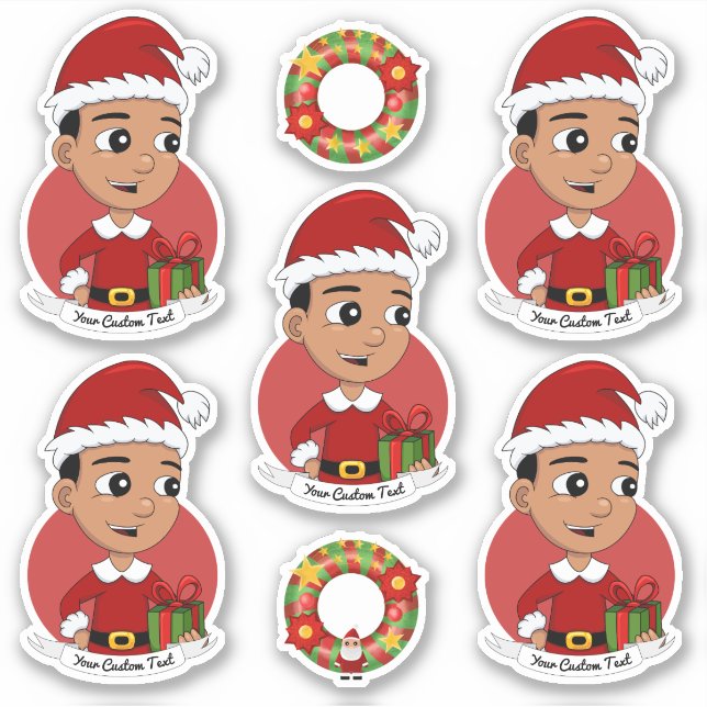 Cute Hispanic Christmas boy cartoon Sticker (Front)