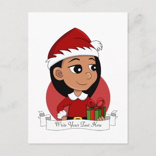 Cute Hispanic girl with long black hair  Holiday Postcard