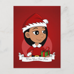 Cute Hispanic girl with long black hair Holiday Postcard