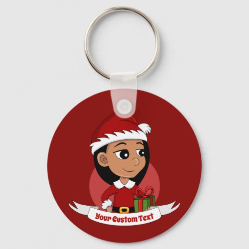 Cute Hispanic girl with long black hair  Keychain