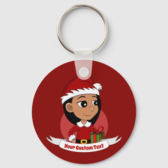 Cute Hispanic girl with long black hair  Keychain (Front)