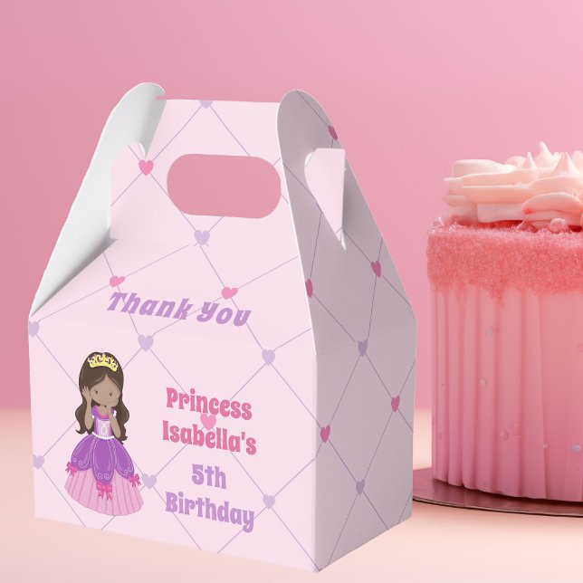 Cute Hispanic Princess Girl Pink Birthday Party Favor Boxes (Creator Uploaded)