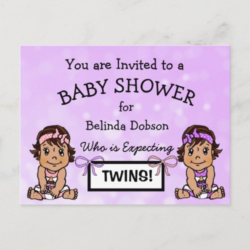 Cute HIspanic Twin Girls Baby Shower Invitations