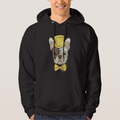 Cute Hispter French Bulldog Dog With Tat And Tie A Hoodie