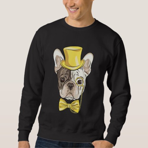 Cute Hispter French Bulldog Dog With Tat And Tie A Sweatshirt