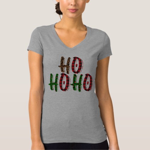 Cute Ho Ho Ho Buffalo Plaid Trendy Christmas T_Shirt