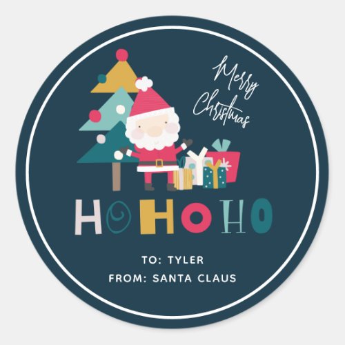 Cute Ho Ho Ho Kids Christmas Gift Classic Round Sticker