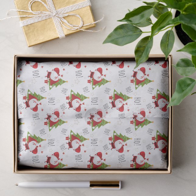 Cute Ho Ho Ho Modern Christmas Santa Tissue Paper (Gift)