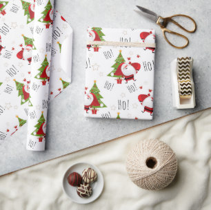 Cute Ho Ho Ho Modern Christmas Santa Wrapping Paper