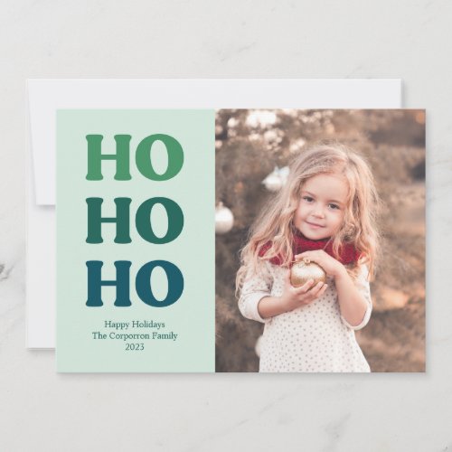 Cute Ho Ho Ho Retro type Christmas   Green Holiday Card