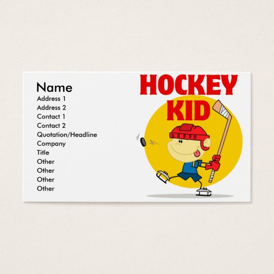 cute hockey kid cartoon character business card