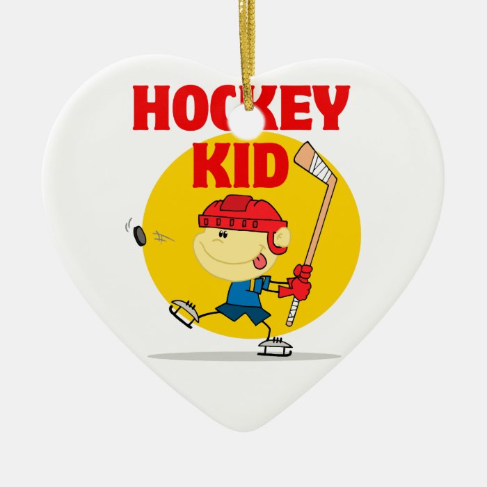 cute hockey kid cartoon character christmas ornament