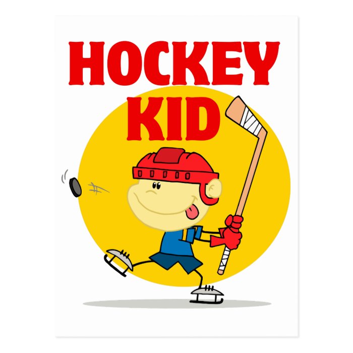 cute hockey kid cartoon character postcards