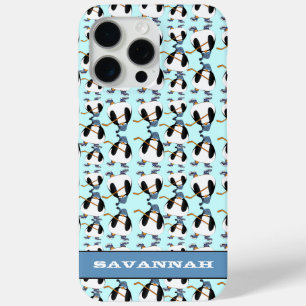 Cute Hockey Penguin Pattern Choose Color iPhone 15 Pro Max Case