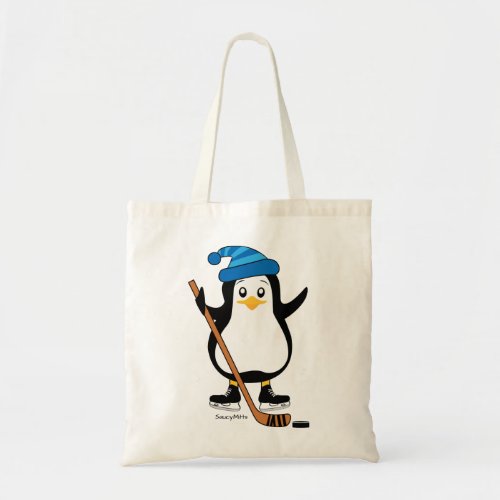 Cute Hockey Penguin with Hockey Stick Tote Bag