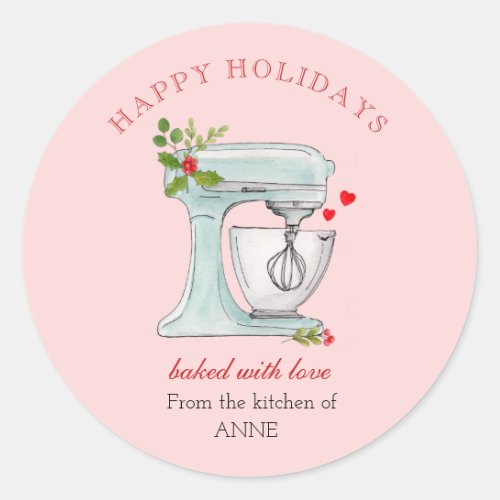Cute Holiday bakers Mixer Classic Round Sticker