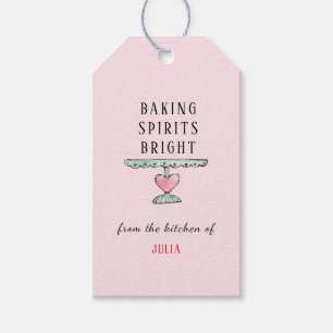Cute Holiday 'Baking Sprits Bright' Pink Gift Tags