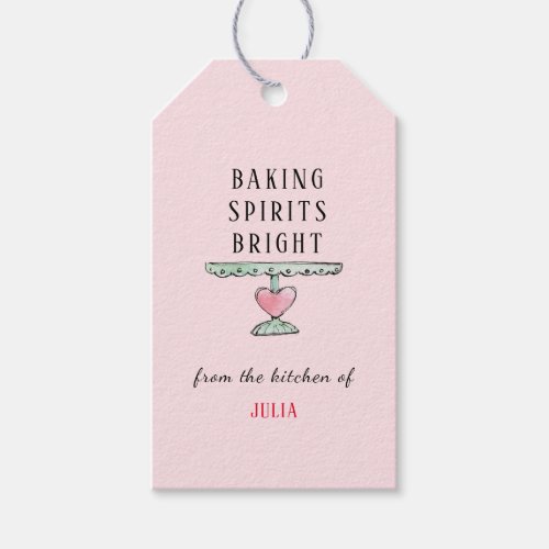 Cute Holiday Baking Sprits Bright Pink  Gift Tags