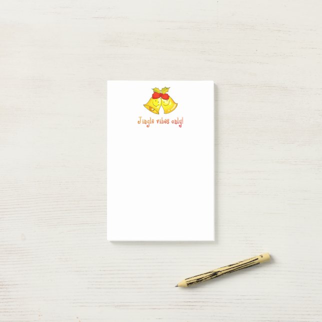 Cute Holiday Bells – Jingle Vibes Only Post-it Notes (On Desk)