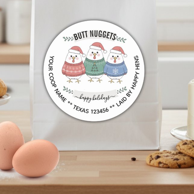Cute Holiday BUTT NUGGETS egg carton label (Creator Uploaded)