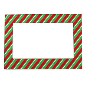 Cute Holiday Candy Cane Red White Green Stripes Magnetic Frame