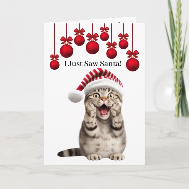 Cute Holiday Cat Christmas Cat Christmas  Card (Front)