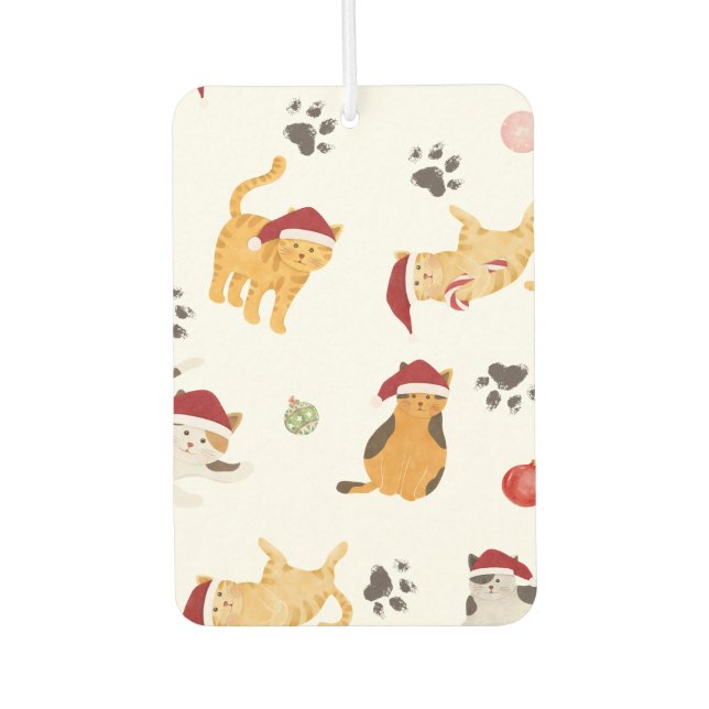 Cute Holiday Cat Pattern Air Freshener (Front)