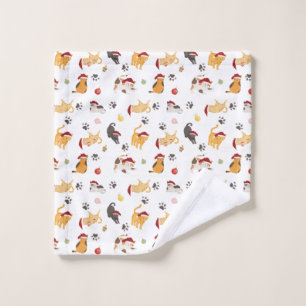 Cute Holiday Cat Pattern Bath Towel Set