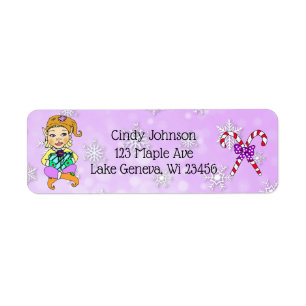 Cute Holiday Christmas Elf and Candy Canes Label