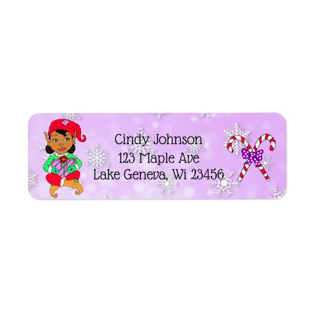 Cute Holiday Christmas Elf and Candy Canes Label (Front)