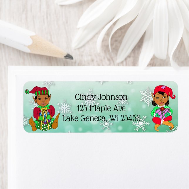 Cute Holiday Christmas Elf and Candy Canes Label (Insitu)
