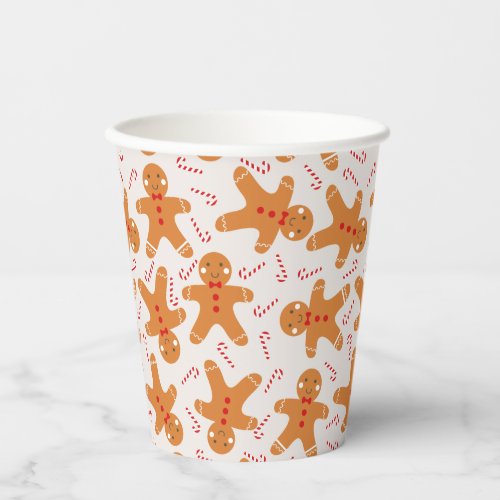 Cute Holiday Christmas Gingerbread Men Pattern Paper Cups