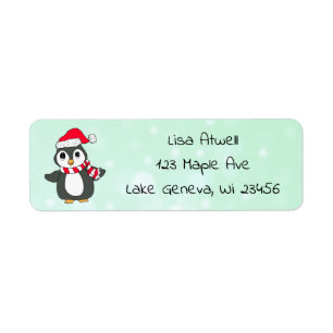 Cute Holiday Christmas Penguin Label