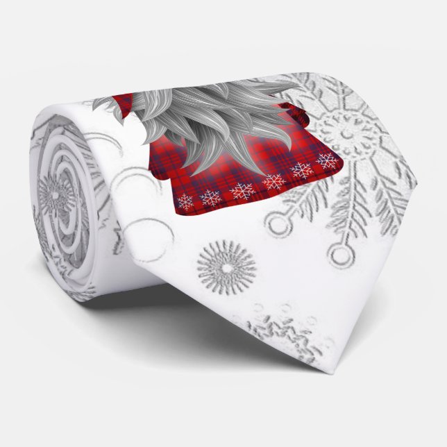 Cute Holiday Christmas Plaid Gnome Neck Tie (Rolled)