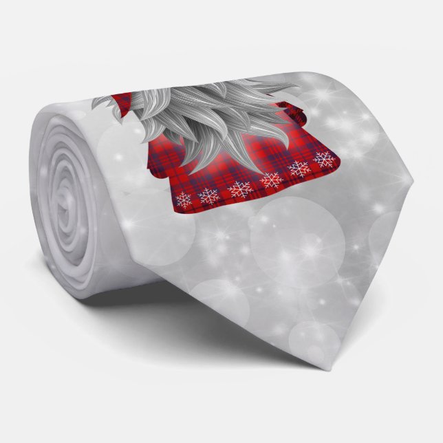 Cute Holiday Christmas Plaid Gnome Neck Tie (Rolled)