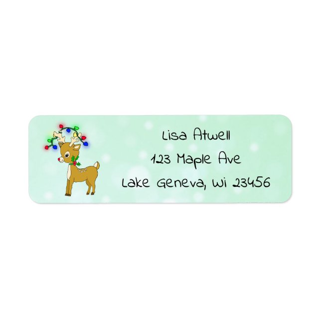 Cute Holiday Christmas Reindeer Label (Front)