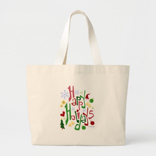 Cute Holiday Christmas Slogan Large Tote Bag