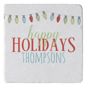 Cute Holiday Christmas String Lights Trivet