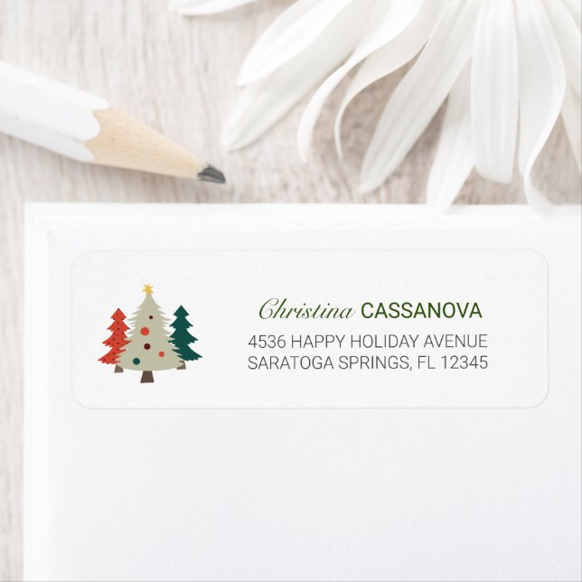 Cute Holiday Christmas Tree Return Address Label (Insitu)