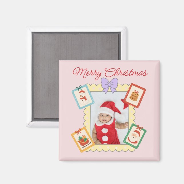 Cute Holiday Collage with Festive Pastel Frames Magnet (Front/Back)