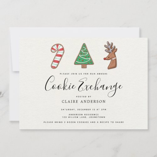 Cute Holiday Cookie Exchange Invitation